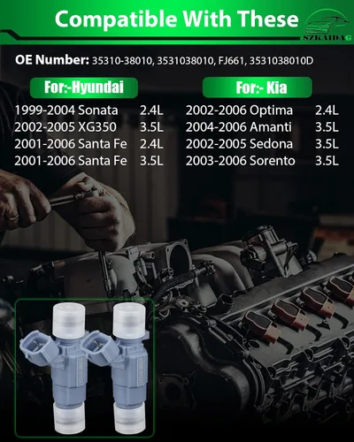 Miniatura 2 de 35310-38010 para:-Hyundai para:-Inyectores de combustible Kia compatibles con Santa Fe Sonata XG350 1999-2006, Sorento Optima Amanti Sedona