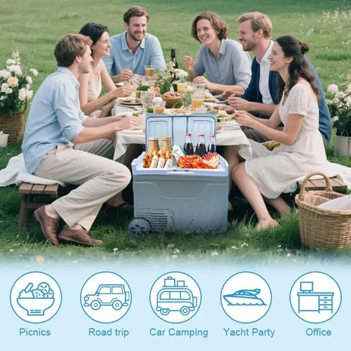 Miniatura 8 de Refrigerador portátil de 12 V, enfriador eléctrico de 48 cuartos (45L) con 12/24 V CC y 110-240 V CA, -4 ℉ ~ 68 ℉, refrigerador de coche de doble
