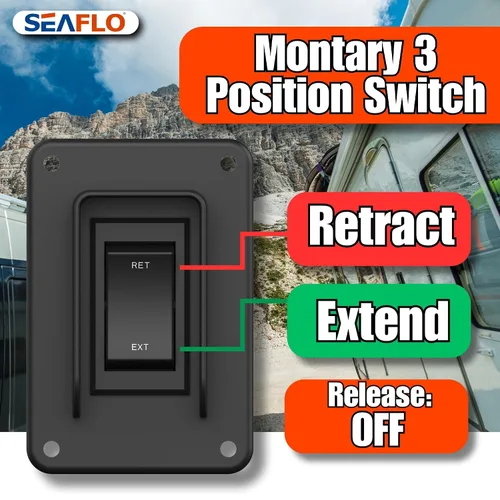Miniatura 6 de SEAFLO Interruptor de balancín de potencia con interruptor de gato estabilizador, máximo 30 amperios, 12 V/24 V, extensión retráctil, arnés