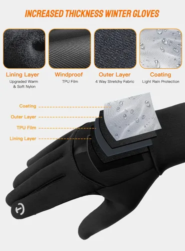 Miniatura 4 de TRENDOUX Guantes de invierno para hombres y mujeres con pantalla táctil guantes para correr para clima frío guantes cálidos guantes de trabajo