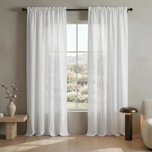 Miniatura 26 de Cortinas blancas puras de 38 pulgadas de ancho para dormitorio, juego de 2 paneles de cortinas de privacidad con bolsillo para barra, cortinas