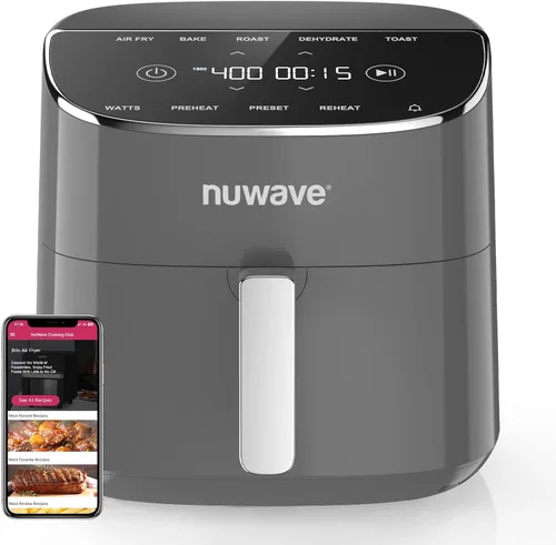 Miniatura 10 de Nuwave Brio Plus - Freidora de aire de 8 cuartos de galón, nueva y mejorada, sin PFAS, 7 funciones digitales de cocción de un solo toque que freír