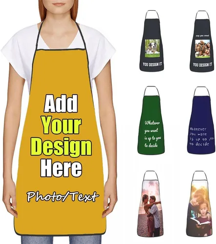 Miniatura 24 de Delantal Personalizado, Diseña Tu Propio Delantal de Cocina para Cocinar, Sube Tus Fotos Favoritas Logo, Añade Cualquier Nombre o Texto