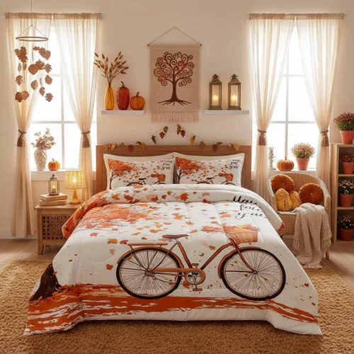Miniatura 41 de Lindo juego de edredón de murciélago tamaño Queen con diseño de animales de Feliz Halloween, 3 piezas para decoración de habitación de niños