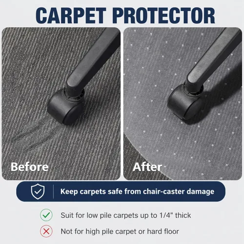 Miniatura 3 de Tapete grueso para silla de oficina para alfombra, 39 x 39 pulgadas, redonda de 1/8 pulgadas de grosor, alfombrilla para silla