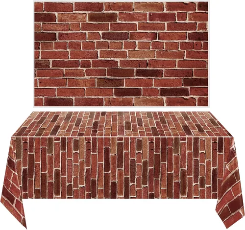 Chuangdi 2 piezas de telón de fondo de pared de piedra de 4.5 x 9 pies, decorado de escena de pared de piedra, papel tapiz, cortinas, puerta, mantel