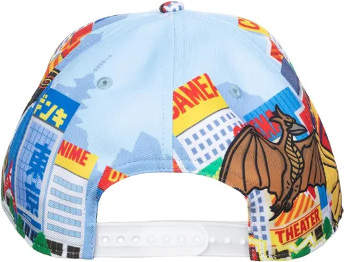 Miniatura 3 de Bioworld Godzilla Cityscape Monsters Cartoon All Over Print Snapback Sombrero para hombre, Verde tropical