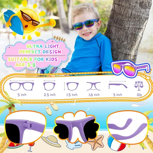 Miniatura 3 de Gafas de sol para niños a granel – Paquete de 16 recuerdos de fiesta de neón para niños y niñas de 3 a 8 años – Suministros para fiestas