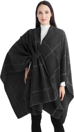 Miniatura 152 de Poncho chal para mujer, suéteres suaves y cálidos para mujer, parte delantera abierta, poncho de viaje para otoño, invierno y primavera
