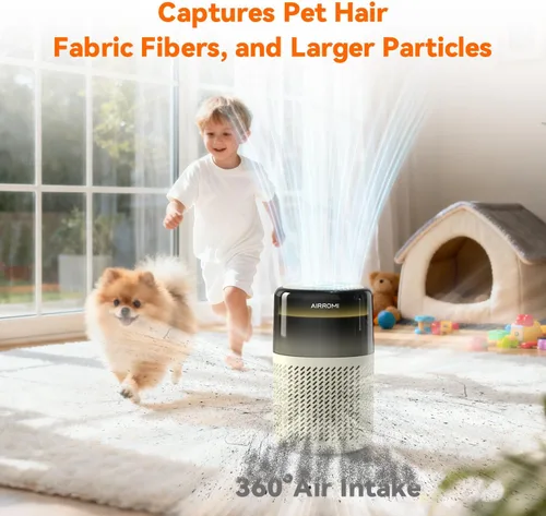 Miniatura 3 de Purificador de aire HEPA AIRROMI para dormitorio y hogar, purificador de aire para mascotas del hogar, elimina el olor a mascotas, olor a arena