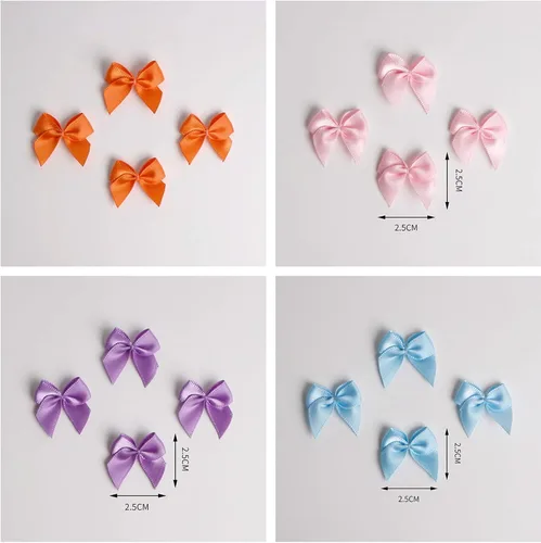 Miniatura 4 de VIVIQUEN 50 mini lazos de satén de cinta de flores de 0.984 in x 1.024 in, apliques de bricolaje para costura, álbumes de recortes, boda, regalo