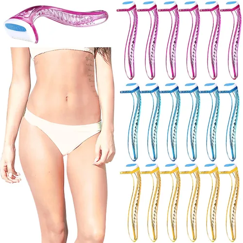 Honoson 16 piezas de maquinilla de afeitar desechables para mujer, kit de afeitado de piel sensible con cubierta protectora, recortadora de amarillo