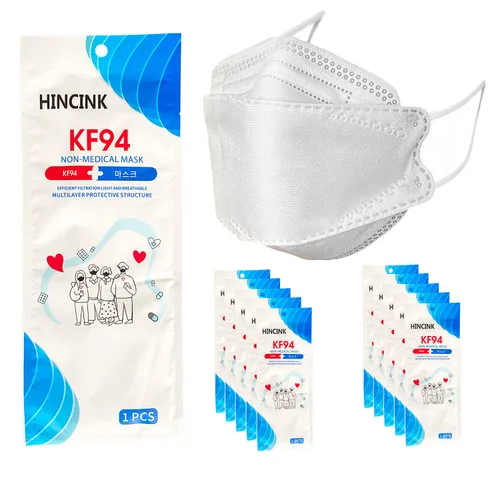 Miniatura 18 de [Paquete de 30] Mascarillas Kf94 negras [empaquetadas individualmente], unisex, máscara de 4 capas, estilo triple plegable para adultos y mayores