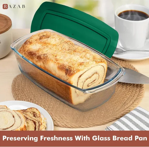 Miniatura 6 de Razab LARGE 7.6 Cups/1800 ML/1.9 Qt Glass Loaf Pan with Lids - Meatloaf Pan BPA free Airtight Lids Grip Handle Easy Carry, Microwave and Oven Safe