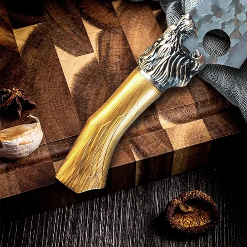 Miniatura 3 de Cuchillo de carnicero de carne, cuchillo de caza de acero inoxidable serbio de cocina de 6 pulgadas, cuchillo de chef de pescado, fruta, verduras