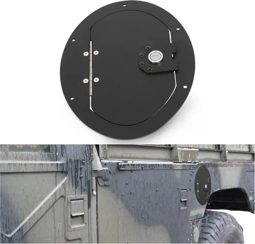 KUAFU Puerta del tanque de combustible con cerradura compatible con Humvee Hummer H1 cualquier modelo M998 M1123 M1045 con recubrimiento en polvo