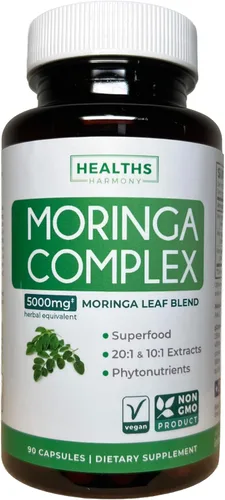 Cápsulas de Moringa (Suministro para 3 meses) Alta Potencia - Mezcla Avanzada: Extracto de Hoja 20:1 235mg Polvo de Hoja 100mg Extracto de Hoja 10:1