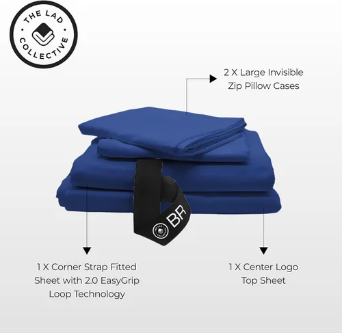 Miniatura 2 de THE LAD COLLECTIVE Juego de ropa de cama 2.0 – Juego de sábanas y fundas de almohada de 4 piezas, mezcla de algodón personalizada, suave, cómodo