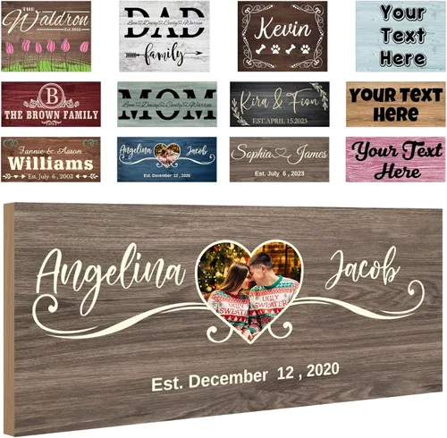 Miniatura 9 de Letreros personalizados de madera personalizados, decoración del hogar, regalos con texto, letreros de madera personalizados, tablero familiar