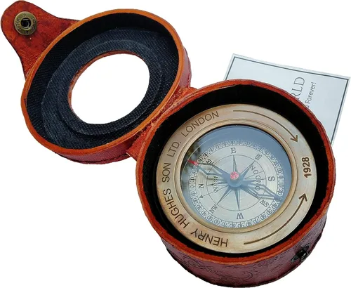 Brújula de latón antiguo con lente de aumento, navegación vintage y brújula de lectura de mapas, regalo ideal para hombres e hijos