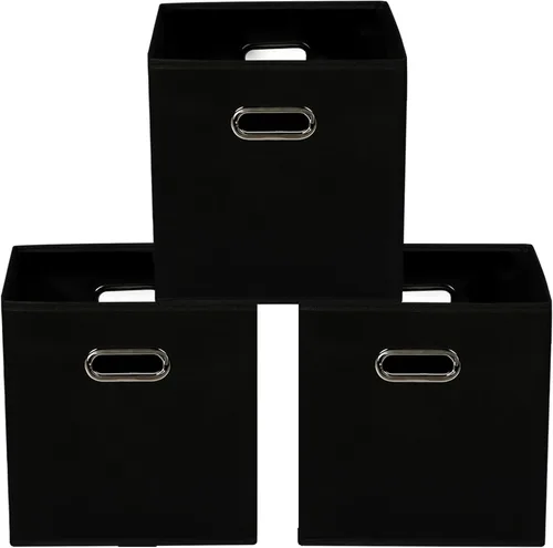 Miniatura 21 de Contenedores de almacenamiento de tela, organizadores de tela con asa, cubos plegables para almacenamiento de tela o accesorios, 11 x 11 x 11 Naranja