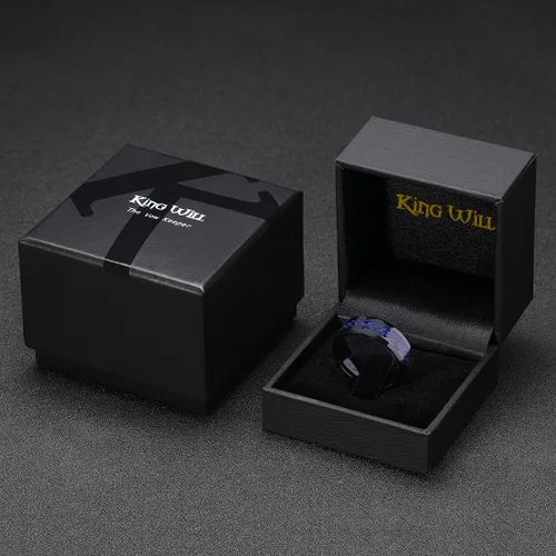 Miniatura 6 de King Will DRAGON - Anillo de carburo de tungsteno para hombre, 0.315 in, plateado, azul, negro, dragón celta, alianza de boda, acabado pulido