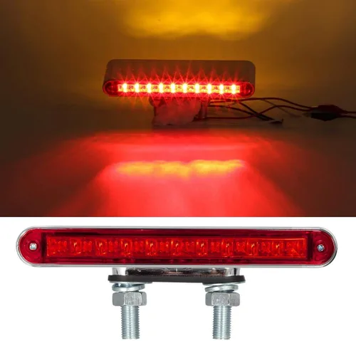 Miniatura 8 de Partsam 2 barras de luz LED rojas y ámbar de 6.5 pulgadas con doble cara para camión, semirremolque, 10 luces LED impermeables con doble tachuelas