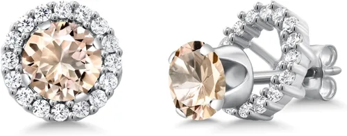 Miniatura 57 de Gem Stone King Aretes redondos de plata de ley 925 de 0.236 in con piedra natal extraíble para mujer