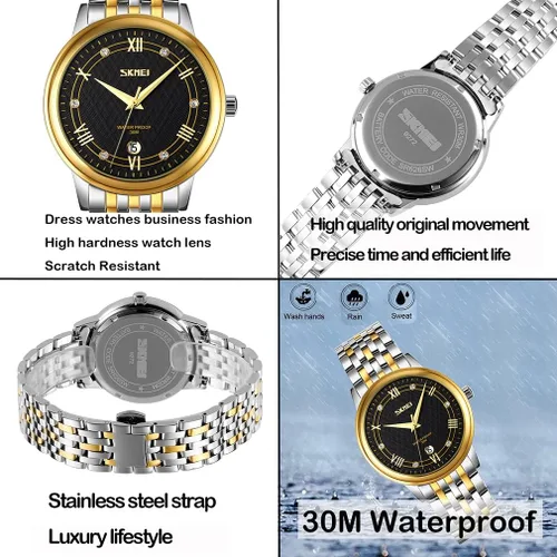 Miniatura 4 de SKMEI Watches for Couples Men and Women His and Hers Pair Watch Set Husband Wife Valentines Matching Wedding Gifts Classic Stainless Luxry Business