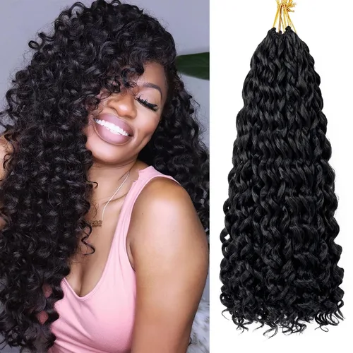 Miniatura 30 de 7 paquetes de cabello rizado de ganchillo GoGo de 6 pulgadas, pelo corto, para mujeres, rizos de playa, trenzas de ganchillo de torsión profunda