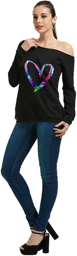 Miniatura 5 de MAGICMK - Sudaderas con hombro descubierto para mujer, manga larga, estampado de labios, casuales