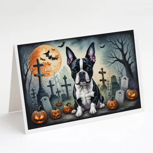 Miniatura 42 de Caroline's Treasures DAC2018GCA7P - Tarjetas de felicitación y sobres de Halloween espeluznantes de Border Collie, paquete de 8 tarjetas en blanco
