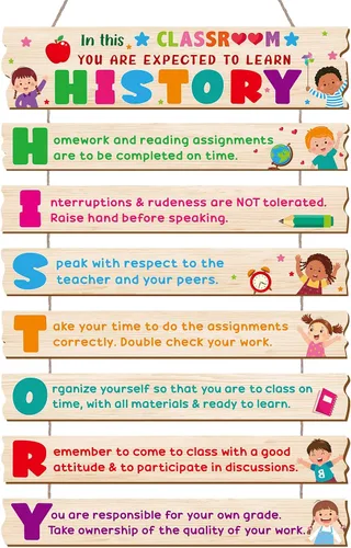 Harloon Decoraciones para el aula, signo de historia, reglas de clase, inspirador, educativo, arte de pared, literatura, estudios sociales,