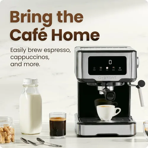 Miniatura 2 de Chefman CraftBrew - Máquina de café expreso digital con bomba de 15 bares con varita de vapor para café con leche y capuchino, máquina de café