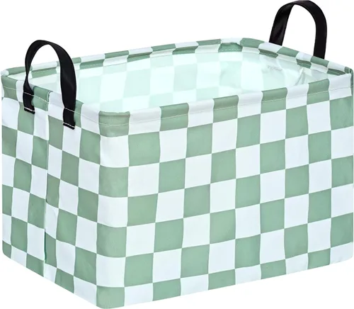 Miniatura 29 de MAIZMZ Cesta de almacenamiento rectangular vacía, organizador de almacenamiento impermeable de béisbol, cestas plegables con asas para mujeres