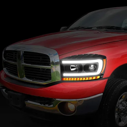 Miniatura 22 de DNA MOTORING HL-HPL-RM06-G-CH-AM LED U-Bar DRL Faros de señal de giro perseguidores compatibles con Dodge Ram 1500 06-08/Dodge Ram 2500 3500 06-09