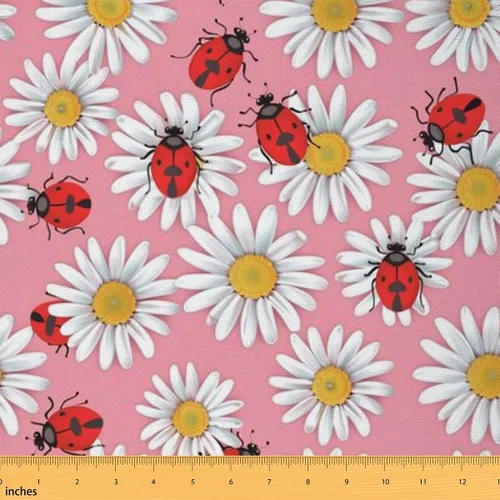 Miniatura 19 de The Yard - Bonita tela de conejo de acuarela con flores rosas y dibujos animados para amantes de la costura, tela de estilo rústico floral retro