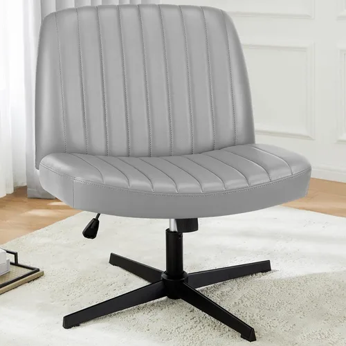 Miniatura 20 de DUMOS Silla de escritorio sin ruedas, silla cruzada ancha con patas cruzadas, silla de tocador de escritorio de oficina, sillas giratorias