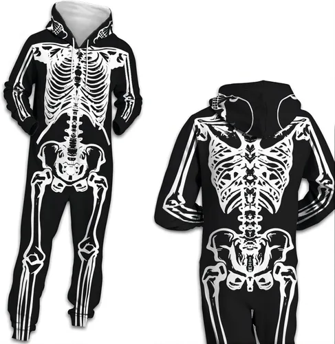 Miniatura 3 de Mono de pijama unisex de una pieza con capucha y cremallera para adultos sin pies