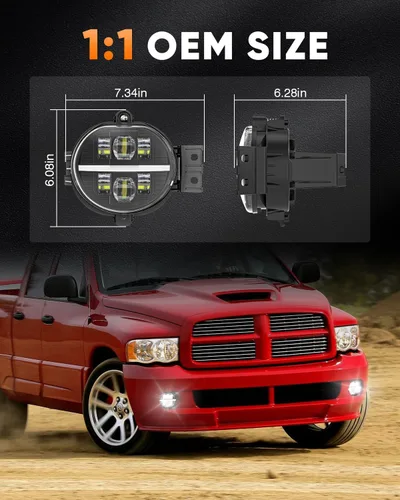 Miniatura 7 de BICYACO Luz antiniebla LED con DRL compatible con Dodge Ram 1500 2002-2008 Dodge Ram 2500/3500 Pickup Truck 2003 2004 2005 2006 2007 2008 2009-1 par