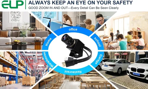 Miniatura 10 de ELP 4K USB HDMI Cámara Manual Zoom Webcam - Enfoque Variable H.264 Mini Cámara de Seguridad USB para Computadora Telescópica - 8mp IMX415 CCTV