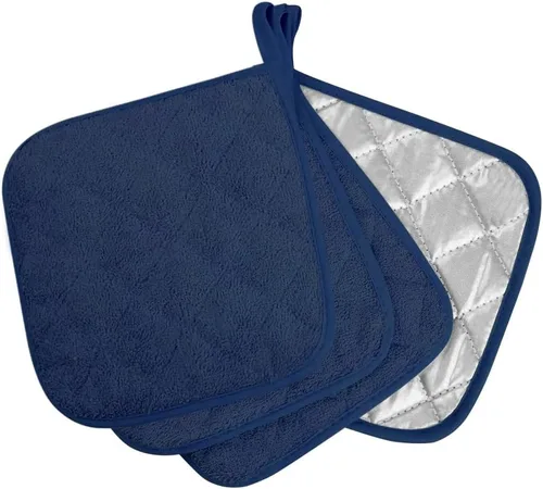 Miniatura 10 de meioro Paquete de 4 agarraderas para cocina resistentes al calor, almohadillas calientes 100% algodón, juego de soportes acolchados para ollas Rojo