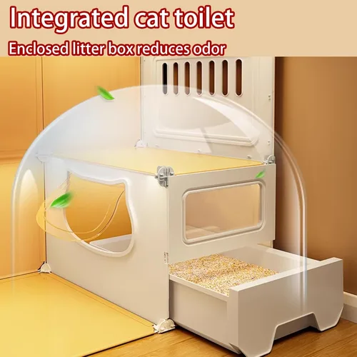 Miniatura 6 de Jaulas grandes para gatos de 2/3/4 niveles para interiores, jaula para gatos con caja de arena, villa para gatos, jaula para gatos