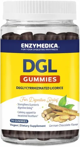 Enzymedica DGL Suplemento para hombres y mujeres – DGL Gomitas de regaliz deglicirricinadas para apoyo digestivo y salud intestinal, alivia el