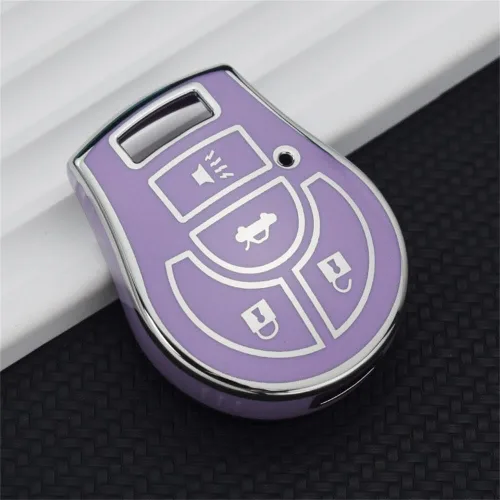 Miniatura 3 de SANRILY Sliver-Edge - Funda para llavero de 4 botones para Nissan March Tiida Altima Armada Cube Juke Maxima Pathfinder Rogue Rogue con llavero