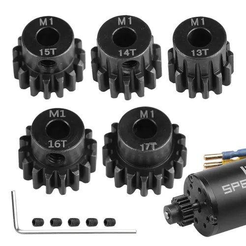 AIMROCK Juego de 5 engranajes de piñón de motor Mod 1 RC: piezas de actualización para motor de eje de 1/8 de automóvil RC de 0.197 in (13T 14T 15T