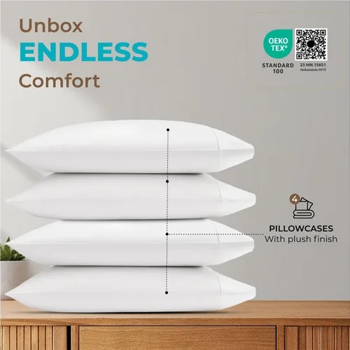 Miniatura 3 de THREAD SPREAD Fundas de almohada 100 % de algodón egipcio, fundas de almohada de 800 hilos, tamaño Queen / estándar, paquete de 2 unidades, suaves