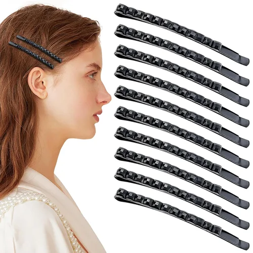 40 pinzas de metal de 2.44 pulgadas con diamantes de imitación negros, horquillas decorativas y brillantes para el cabello, accesorios para el
