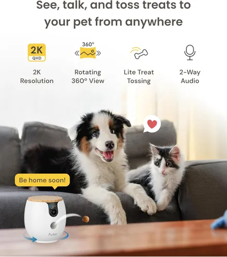 Miniatura 2 de Furbo Mini 360° [Nuevo] Cámara para mascotas 2K QHD: Dispensador de premios giratorio para perros y gatos con aplicación para teléfono, cámara