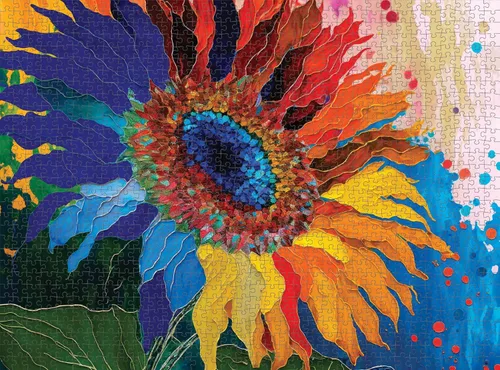 Miniatura 6 de Cross & Glory - Caleidoscopio de girasol - Rompecabezas de 1000 piezas para adultos Arte de flores coloridas Actividad desafiante y divertida